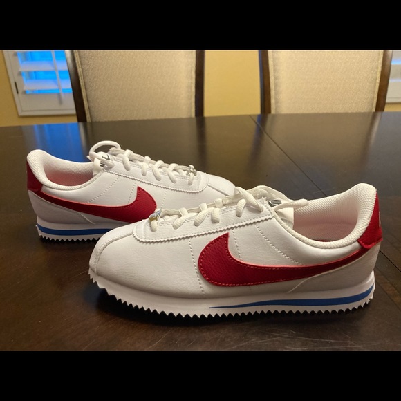 New Nike Cortez White Red Leather Sneaker Shoes - Picture 8 of 11
